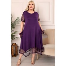 Etek Ucu Kolları ve Cepleri Dantel Detaylı Kısa Kollu Elbise