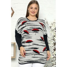 Özel Tasarım Taş Işlemeli Düşük Omuz Uzun Kol Şemsiye Desen Bluz