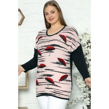 Özel Tasarım Taş Işlemeli Düşük Omuz Uzun Kol Şemsiye Desen Bluz