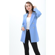 Vpr Moda Omuzları Vatkalı Önü Çıtçıtlı Atlas Kumaş Kadın Blazer Ceket