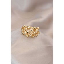 Clariss Ayarlamalı Gold Renk Metal Bombeli Boluncuk Model Yüzük