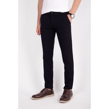 Zayfa Lacivert Slim Fit Likralı Erkek Keten Pantolon