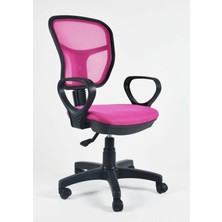 Bek Pembe Ofis Sandalyesi Çalışma Koltuğu Fileli Döner Ofis Sandalyesi