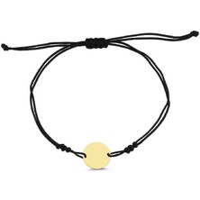 Engingold 14 Ayar Altın Plaka Ipli Bileklik