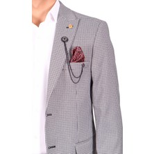 Vito Andolini Siyah Desenli Slim Fit Erkek Tek Ceket