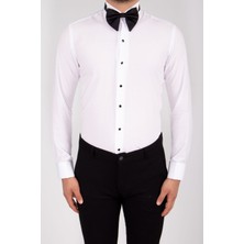 Vito Andolini Beyaz Düz Slim Fit Atayaka Erkek Gömlek