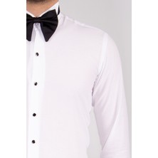 Vito Andolini Beyaz Düz Slim Fit Atayaka Erkek Gömlek