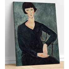 VeraStore Modigliani'den Mavi Elbiseli Kadın Kanvas Tablo