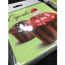 MG Atölye 4'lü Cupcake ve Donut Desenli Traverten Taş Bardak Altlığı