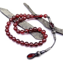 Tesbih Rüyası Gümüş Işlemeli Kazaz Kamçılı Sıkma Kehribar Tesbih