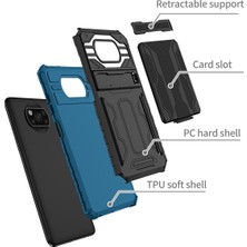 Eabhulie Xiaomi Poco X3 Nfc / Poco X3 Pro Için Kart Yuvası Tutucu Standlı Hibrit Askeri Sınıf Koruma Kılıfı Mavi (Yurt Dışından)