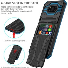 Eabhulie Xiaomi Poco X3 Nfc / Poco X3 Pro Için Kart Yuvası Tutucu Standlı Hibrit Askeri Sınıf Koruma Kılıfı Mavi (Yurt Dışından)