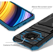 Eabhulie Xiaomi Poco X3 Nfc / Poco X3 Pro Için Kart Yuvası Tutucu Standlı Hibrit Askeri Sınıf Koruma Kılıfı Mavi (Yurt Dışından)