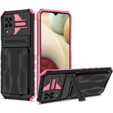 Eabhulie Samsung Galaxy A12 / M12 Için Kart Yuvası Tutucu Standlı Hibrit Askeri Sınıf Koruma Kılıfı Pembe (Yurt Dışından)