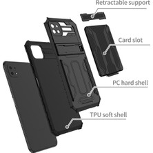 Eabhulie Samsung Galaxy A22 5g Için Kart Yuvası Tutucu Standlı Hibrit Askeri Sınıf Koruma Kılıfı Siyah (Yurt Dışından)