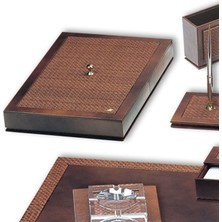 Tabac 740-40 Woven Hakiki Deri ve Hasır Kaplama Sümen Takımı Maya Kahve
