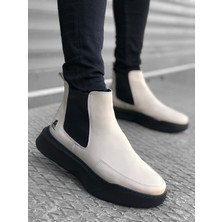 Xon1 150 Bağcıksız Bantlı Erkek Yüksek Taban Bej Spor Bot