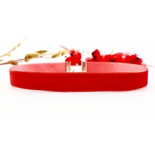 BijuStore Kırmızı Renk Kadife Kadın Choker Kolye