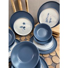Keramika Blue Magic Takım Yemek 18 Parça 6 Kişilik Mat Mavi