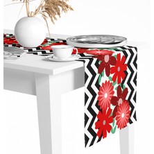 Tropik Home Dijital Baskılı Çiçek Desen Renkli Baskılı Masa ve Sunum Runner 40X145 Tropikhome