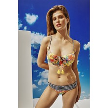 Bonesta Swimwear Önü Sürgülü Turuncu Balenli Bikini Takımı