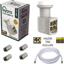 Kyoto 4'lü Dört Çıkışlı Lnb+15 Metre Mag Anten Kablosu