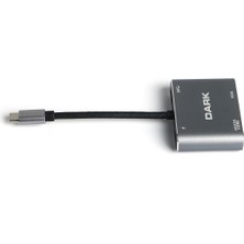 Dark USB 3.1 Type-C' to 4K Ultra HD 1080p Hdmi/VGA/Pd Şarj/Usb 3.0 4in1 Çevirici Hub Adaptör (DK-AC-U31XHDV)