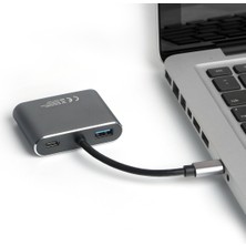 Dark USB 3.1 Type-C' to 4K Ultra HD 1080p Hdmi/VGA/Pd Şarj/Usb 3.0 4in1 Çevirici Hub Adaptör (DK-AC-U31XHDV)