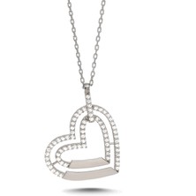 Parmas Design Kadın Kalp Tasarım 925 Ayar Gümüş Kolye