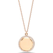 Parmas Design Kadın Yuvarlak Plaka Tasarım 925 Ayar Gümüş Kolye