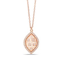 Parmas Design Kadın Yaprak Tasarım Hasır Işlemeli 925 Ayar Gümüş Kolye