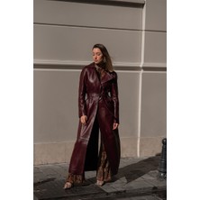 Dericlub WM30  Deri Kadın Uzun Trençkot