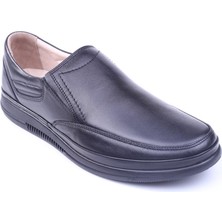 Voyager 2667 Büyük Numara Erkek Hakiki Deri Günlük Siyah Ortopedik Ayakkabı