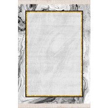 Bazaar Forum Bazaarforum Dekoratif Saçaklı Mermer Desen Yeni Model Pvc Deri Kaymaz Taban Dijital Baskı Halı 80X140CM CK-571