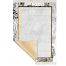 Bazaar Forum Bazaarforum Dekoratif Saçaklı Mermer Desen Yeni Model Pvc Deri Kaymaz Taban Dijital Baskı Halı 80X140CM CK-571