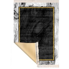 Bazaar Forum Bazaarforum Dekoratif Saçaklı Mermer Desen Yeni Model Pvc Deri Kaymaz Taban Dijital Baskı Halı 80X140CM CK-572