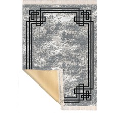Bazaar Forum Bazaarforum Dekoratif Saçaklı Mermer Desen Yeni Model Pvc Deri Kaymaz Taban Dijital Baskı Halı 80X140CM CK-696