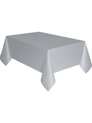 Bal10 Dünyası Tek Kullanımlık Plastik Gümüş Renk Masa Örtüsü 120 x 180 cm