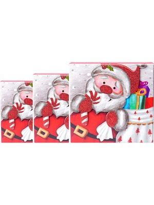 Partijet Yılbaşı Noel Baba Motifli Noel Kutusu Büyük Set 3'lü