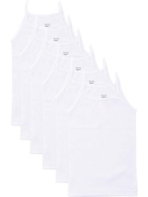 Tutku 6 Adet Kız Çocuk Beyaz Renk Ip Askılı Atlet