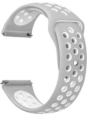 Case 4U Xiaomi Mi Watch Color Kordon Kayış Spor Delikli Esnek Silikon KRD-02 - Gümüş - Gri