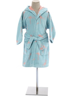 Özdilek Junior Flamingo Kapüşonlu Kadife Çocuk Bornozu 1/2 Yaş