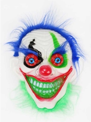 Event Party Store Cadılar Bayramı Halloween Palyaço Yaylı Göz Mavi Saçlı Maske