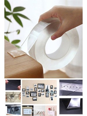 Sherbett Shopping 3 Metre Çift Taraflı Nano Teknolojili Süper Güçlü Bant Extra Güçlü Duvar Çerçeve Taşıyıcı