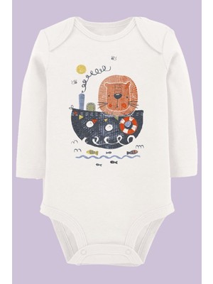 Limon Organik Baskılı Pamuklu Unisex Bebek Body UZUNKOLE110