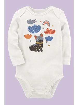 Limon Unisex Bebek Ekru Organik Baskılı Pamuklu Body UZUNE221