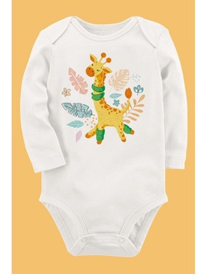 Limon Organik Baskılı Pamuklu Unisex Bebek Body UZUNE229