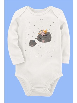 Limon Organik Baskılı Pamuklu Unisex Bebek Body UZUNE275