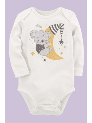 Limon Organik Baskılı Pamuklu Unisex Bebek Body UZUNE222