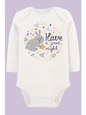 Limon Organik Baskılı Pamuklu Unisex Bebek Body UZUNE206